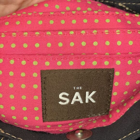 The Sak Black Open Crochet Mesh Eyelet Drawstring Dual Handle Satchel Bag - Picture 6 of 10